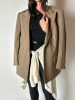 Blazer vintage Yves Saint Laurent in lana cachi doppiopetto con bottoni logati oro