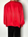 Camicia vintage Yves Saint Laurent in raso jaquard rosso con bottoni neri