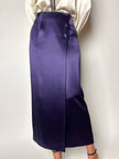 Gonna vintage Kenzo Paris modello a portafoglio in raso viola