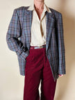 Blazer Yves Saint Laurent in lana Principe di Galles con overcheck azzurro