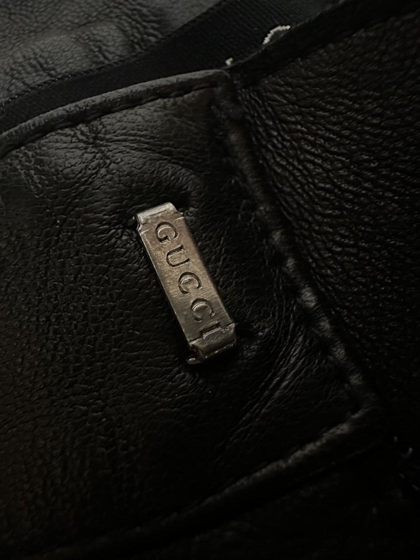 Pantalone vintage Gucci modello a sigaretta in pelle nera
