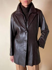Dunkelbraune Vintage-Lederjacke mit integrierter Weste