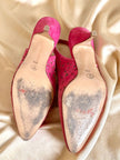 Slingback in suede fucsia con dettaglio laserato “Valentino Garavani By René Caovilla”