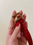 Cintura rossa in tessuto Jaquard con fibbia logo dorata “Fendi”
