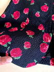 Bustier nero fantasia rose rosse in seta operata “Rena Lange”