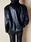 Giacca vintage in pelle nera con zip Michael Hoban North Beach Leather