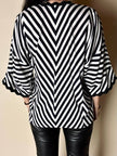 Camicetta vintage Guy Laroche con motivo chevron bianco e nero profili ondulati e bottoni dorati