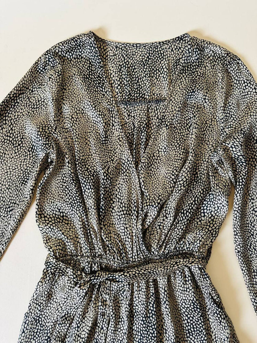 Jumpsuit in raso fantasia micro leopardo