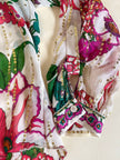 Blusa in seta bianca Jacquard fantasia floreale multicolor “Hale Bob”