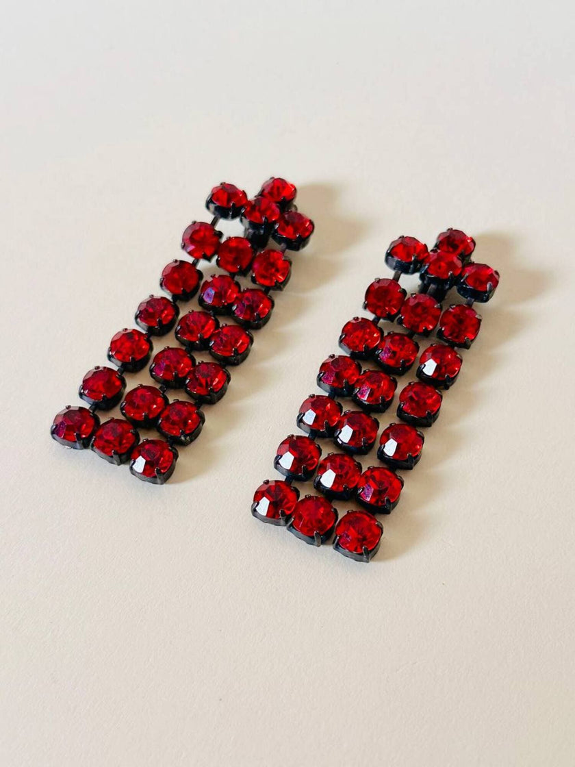 Maxi clip a fanges in cristalli rosso rubino
