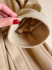 Cappotto lungo a vestaglia con cappuccio in drap di lana beige “Yves Saint Laurent”