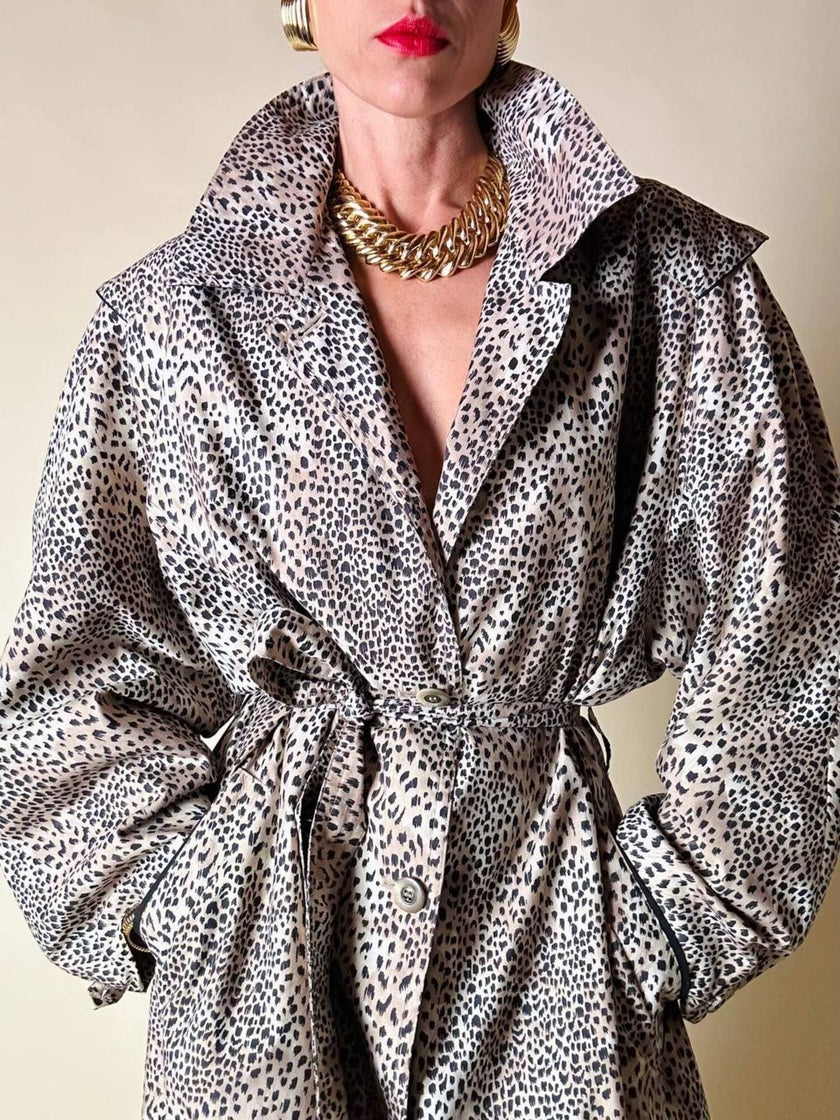 Trench oversize fantasia micro leopardo 