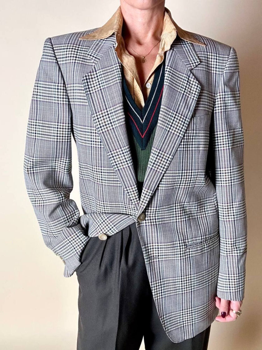 Blazer Yves Saint Laurent in rasato di lana principe di Galles