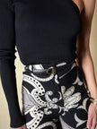 Leggings vintage Gianni Versace fantasia Silver Baroque bianca e nera
