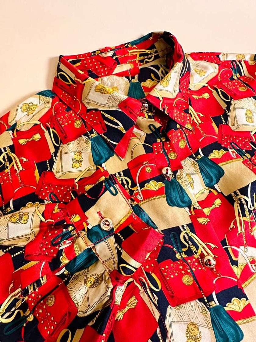 Camicia sartoriale in drill di seta fantasia mini bag
