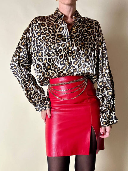 Camicia leopardata con bottoni dorati  “Nara Camicie”