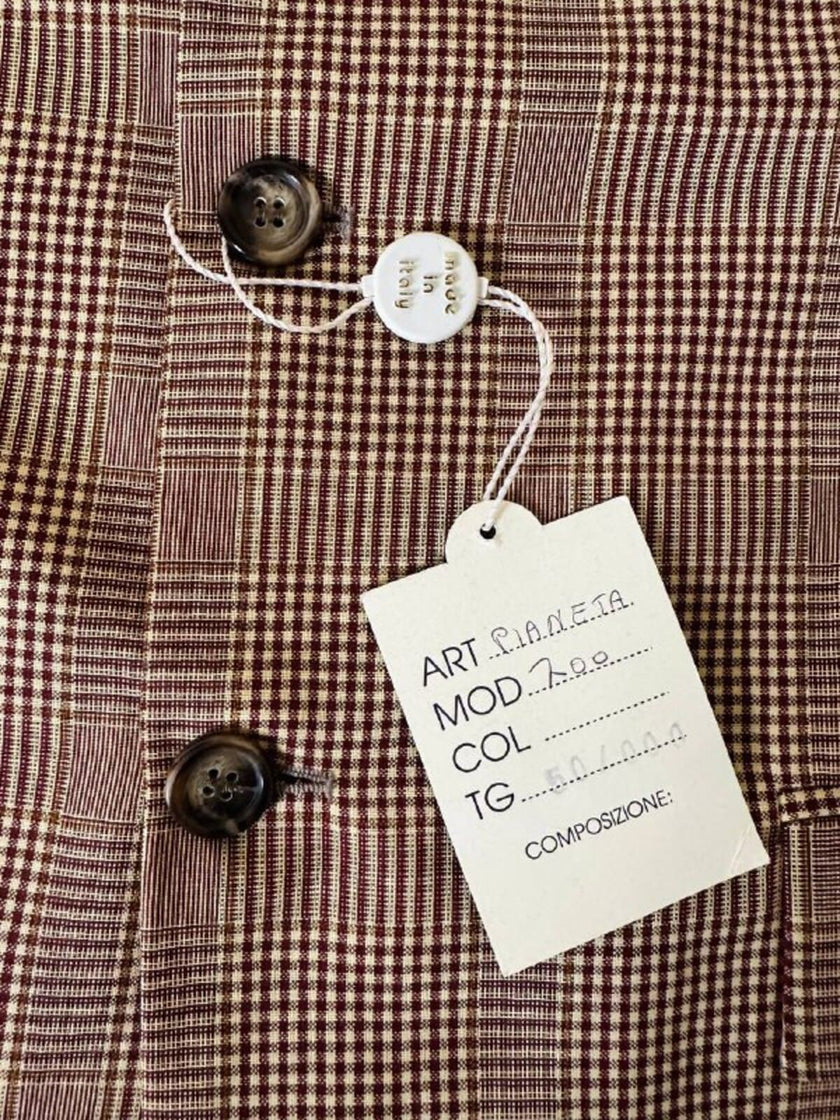 Blazer oversize in fresco di lana principe di Galles beige e marrone Vincam