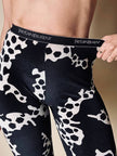 Leggings Yves Saint Laurent in ciniglia stretch fantasia astratta bianca e nera