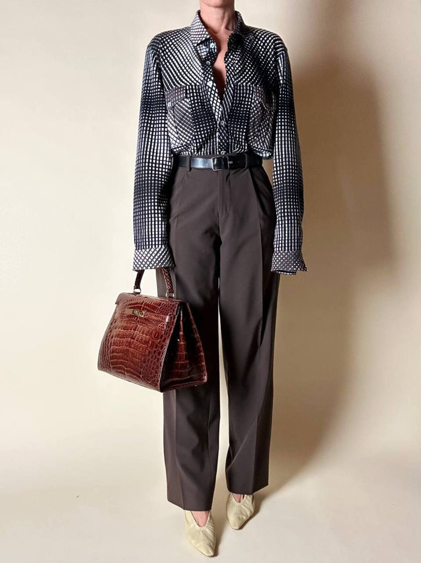 Klassische Vintage-Hose von Pierre Balmain aus schokobraunem Wollkammgarn