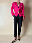 Blazer fucsia con bottoni gioiello dorati in metallo satinato “Yves Saint Laurent”