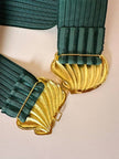 Cintura vintage in elastico verde con chiusura gioiello dorata