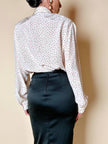 Camicia oversize in seta panna a pois rossi e neri “Corylady”