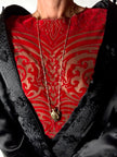Maglia vintage Jean Paul Gaultier in mesh con stampa in floccato rosso