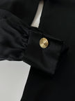 Camicia vintage Padovanelle in raso di seta nero con bottoni gioiello dorati