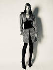 Blazer vintage Gianni Versace in seta goffrata a righe nere e avorio