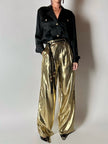 Pantalone vintage Yves Saint Laurent Rive Gauche a palazzo in seta lamé oro