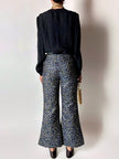 Pantalone a trombetta Merchant Archive in jacquard lamé bluette nero e oro