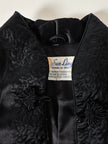Giacca vintage tradizionale cinese in raso jacquard nero con alamari