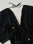 Jumpsuit vintage Yves Saint Laurent Rive Gauche nera con righe in lamé oro