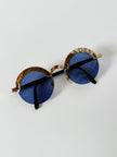 Occhiali da sole vintage Oliver Valentino con montatura gioiello dorata e lenti blu