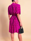 Abito bouganville con pattern nero a pois