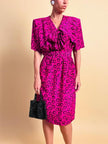 Abito bouganville con pattern nero a pois