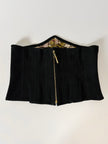 Stringivita vintage in camoscio nero con fodera in seta stampa erotica
