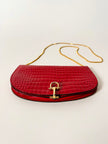 Borsa vintage in vernice rossa stampa coccodrillo con tracolla a catena dorata