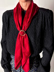 Ferma foulard vintage Yves Saint Laurent in metallo dorato a doppio anello intrecciato