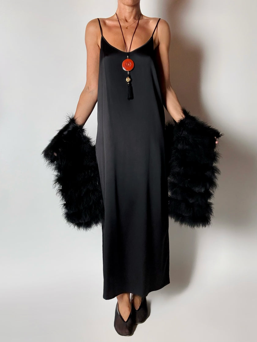 Slip dress Oscalito nero in raso di seta