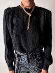 Blusa vintage Valentino Miss V in seta nera goffrata