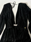 Jumpsuit vintage Yves Saint Laurent Rive Gauche nera con righe in lamé oro