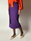 Gonna longuette Letizia De Meo in maglia viola a coste