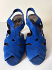 Sandali vintage Yves Saint Laurent con tomaia intrecciata in crêpe bluette