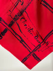 Foulard vintage Christian Dior in seta rossa con stampa bambù nera e maxi firma