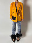 Blazer vintage Genny in cashmere giallo becco d’oca con bottoni gioiello dorati