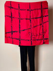 Foulard vintage Christian Dior in seta rossa con stampa bambù nera e maxi firma