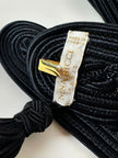 Cintura vintage Nina Ricci nera in passamaneria intrecciata con nappa couture