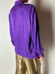 Camicia vintage Gianni Versace in seta goffrata viola con maxi tasca