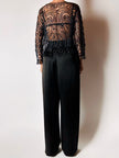 Giacca vintage in seta nera con ricami soutache e alamari